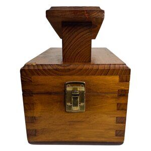 Vintage Handcrafted Wooden Dovetail Hinged Shoe Shine Box Brass Latches